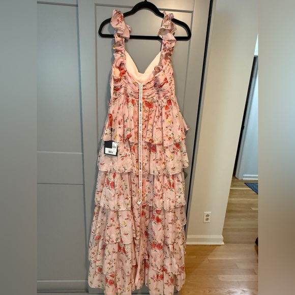 MAC DUGGAL - Ruffled Sleeveless Draped Tiered Floral Print Gown BRAND NEW w/TAG - Picture 4 of 6